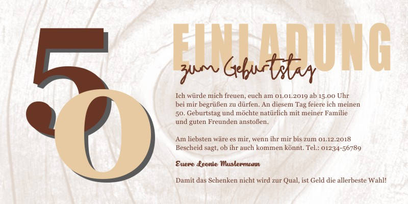 Originelle Einladungskarten zum 50 Geburtstag
