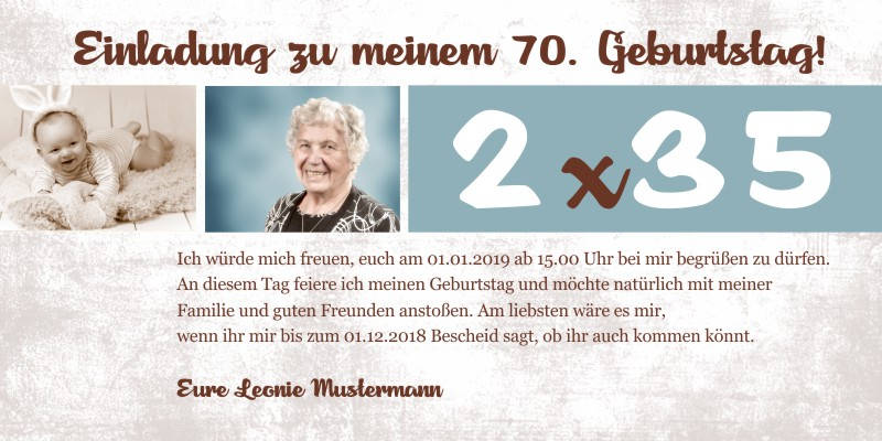 Beliebte Geburtstagseinladungen 70 Originelle Einladungskarten zum 70 Geburtstag