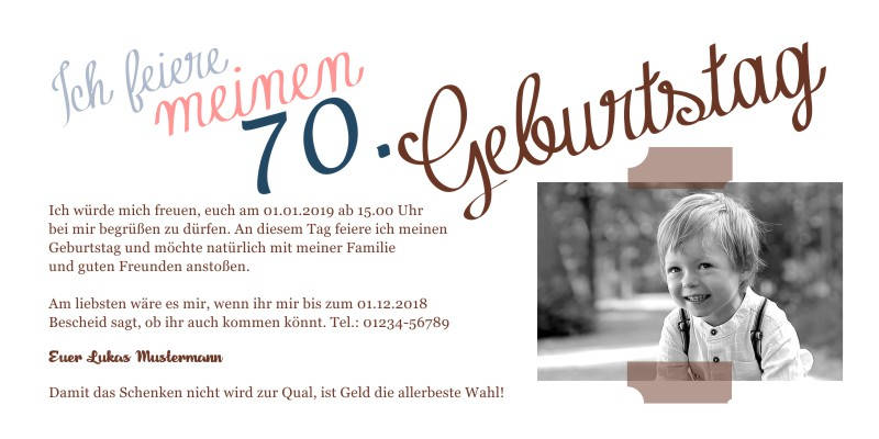 Beliebte Geburtstagseinladungen 70 Originelle Einladungskarten zum 70 Geburtstag