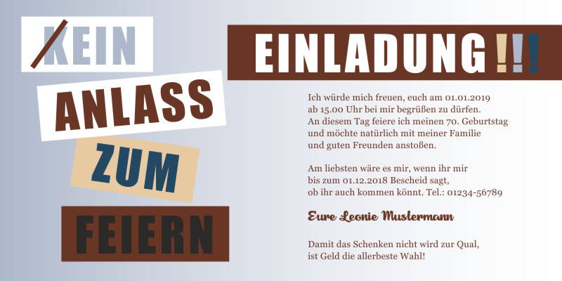Beliebte Geburtstagseinladungen 70 Originelle Einladungskarten zum 70 Geburtstag