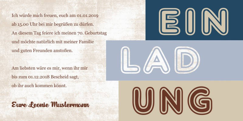 Beliebte Geburtstagseinladungen 70 Originelle Einladungskarten zum 70 Geburtstag