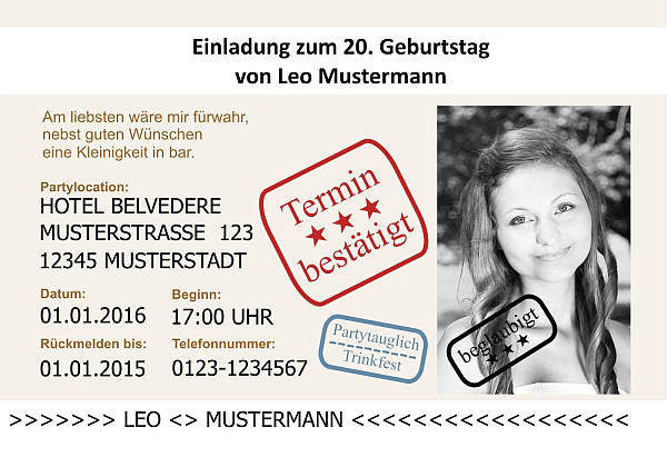 Individuelle Geburtstagseinladungen personalisierte Einladungen zum Geburtstag