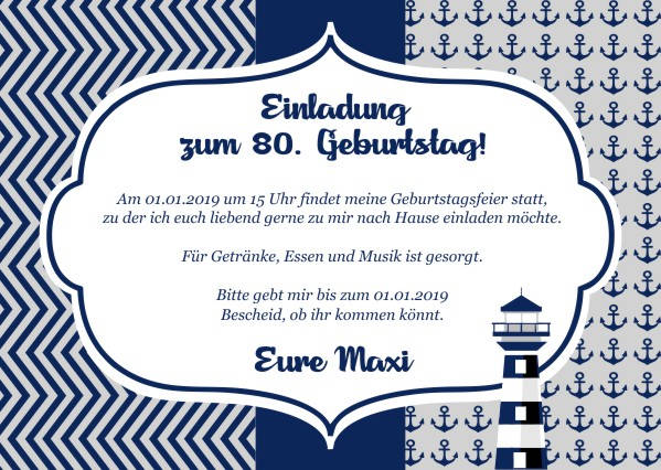 Maritime Geburtstagseinladungen Maritime Einladungskarten zum Geburtstag