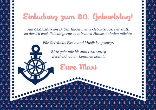 Maritime Geburtstagseinladungen Maritime Einladungskarten zum Geburtstag