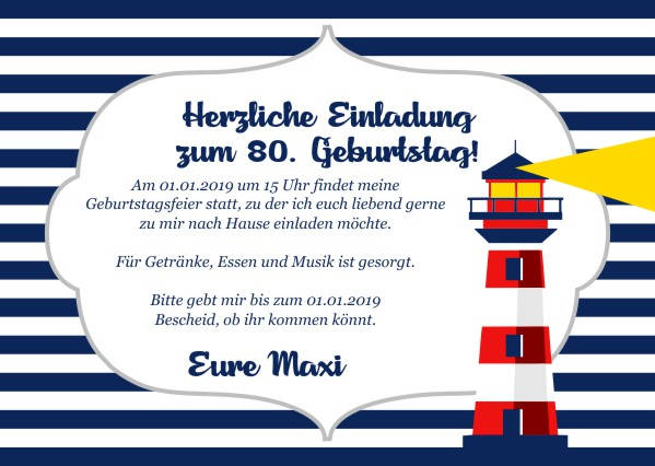 Maritime Geburtstagseinladungen Maritime Einladungskarten zum Geburtstag