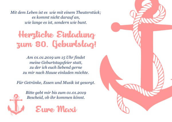 Maritime Geburtstagseinladungen Maritime Einladungskarten zum Geburtstag