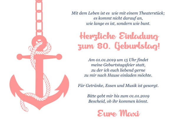 Maritime Geburtstagseinladungen Maritime Einladungskarten zum Geburtstag