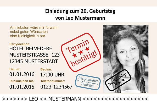 Individuelle Geburtstagseinladungen personalisierte Einladungen zum Geburtstag