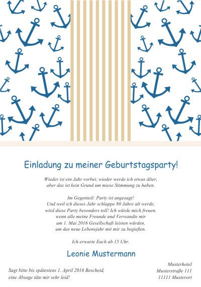 Maritime Einladungskarten Geburtstag
