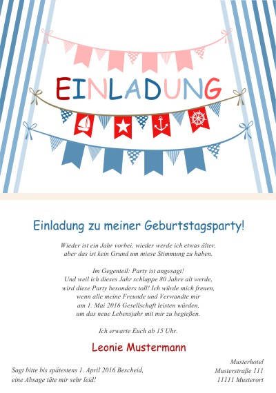 Maritime Einladungskarten Geburtstag