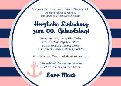 Maritime Einladungskarten Geburtstag
